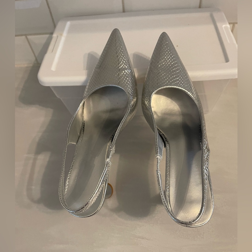 Elegant Silver Women's Slingback Heels